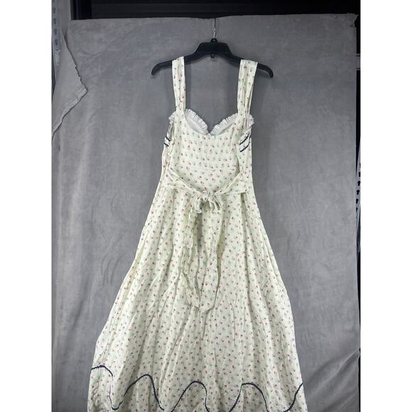 Free People Sweet Hearts Midi Dress In Ivory Combo Size Medium - Picture 6 of 12